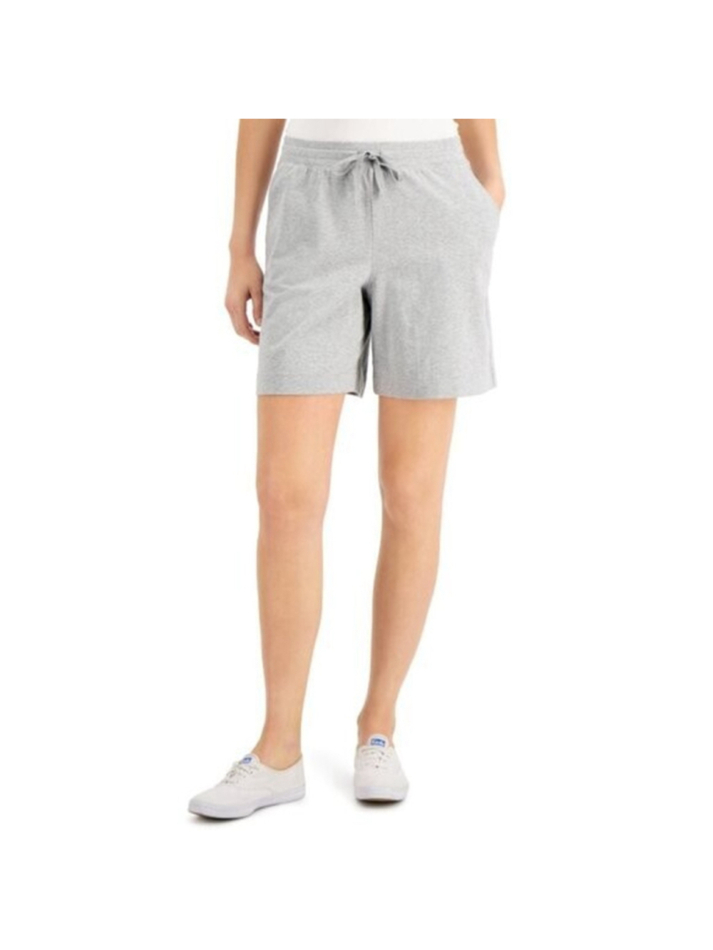 Karen Scott Pull-On Stretchy Elastic Waist Knit Casual Grey Shorts NWT
